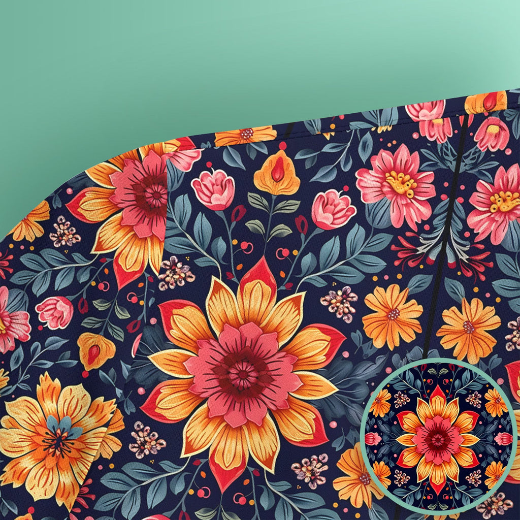 Elegant Dark Floral Pattern Scrub Top, Comfortable Scrubs for Nurses