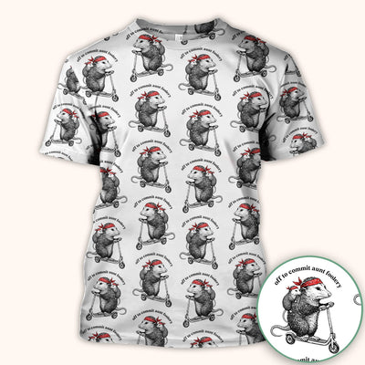 Aunt Foolery Opossum Pattern Scrub Top, Comfortable Scrubs for Nurses