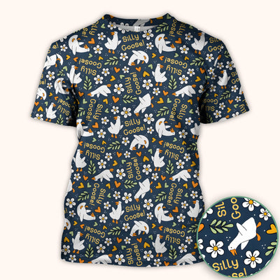 Silly Goose Floral Pattern Scrub Top, Comfortable Scrubs for Nurses
