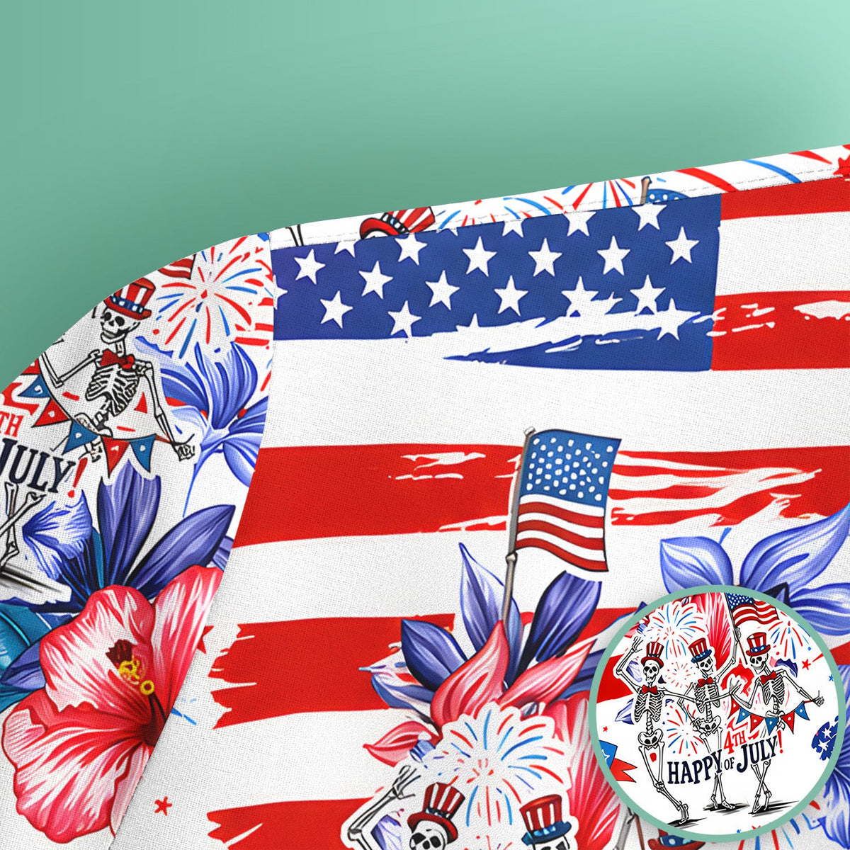 Funny 4th Of July Skeleton Nurse for RN & CNA, Patriotic Fireworks Medical Uniform Scrub Top, Comfortable Scrubs for Nurses