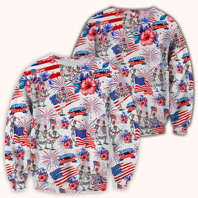 Funny 4th Of July Skeleton Nurse for RN & CNA, Patriotic Fireworks Medical Uniform Scrub Top, Comfortable Scrubs for Nurses