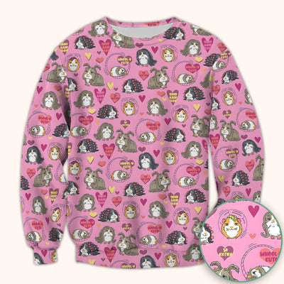 Cute Guinea Pig Heart Pattern Scrub Top, Comfortable Scrubs for Nurses
