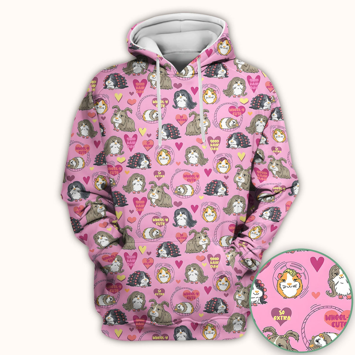 Cute Guinea Pig Heart Pattern Scrub Top, Comfortable Scrubs for Nurses