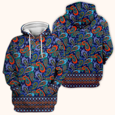 Colorful Paisley Geometric Border Pattern Scrub Top, Comfortable Scrubs for Nurses
