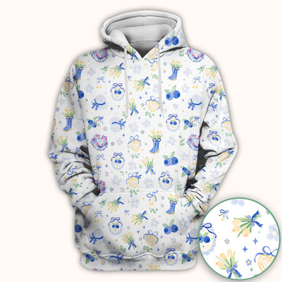 Cute Blueberry Bow Print Scrub Top, Comfortable Scrubs for Nurses