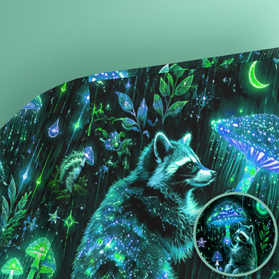Glowing Raccoon Forest Pattern Scrub Top, Comfortable Scrubs for Nurses