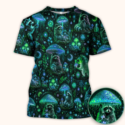 Glowing Raccoon Forest Pattern Scrub Top, Comfortable Scrubs for Nurses