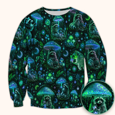 Glowing Raccoon Forest Pattern Scrub Top, Comfortable Scrubs for Nurses