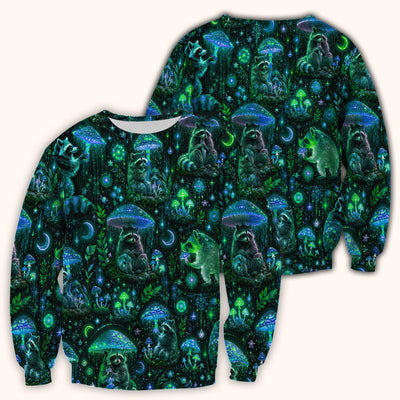 Glowing Raccoon Forest Pattern Scrub Top, Comfortable Scrubs for Nurses