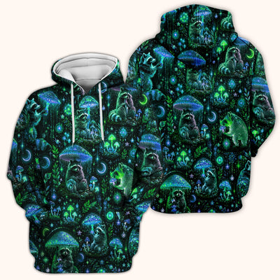 Glowing Raccoon Forest Pattern Scrub Top, Comfortable Scrubs for Nurses