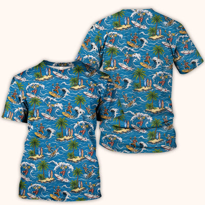 Spooky Tropical Skeleton Surfer Pattern Scrub Top, Comfortable Scrubs for Nurses