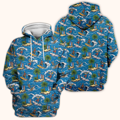 Spooky Tropical Skeleton Surfer Pattern Scrub Top, Comfortable Scrubs for Nurses