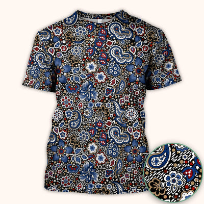 Classic Paisley Floral Pattern Scrub Top, Comfortable Scrubs for Nurses