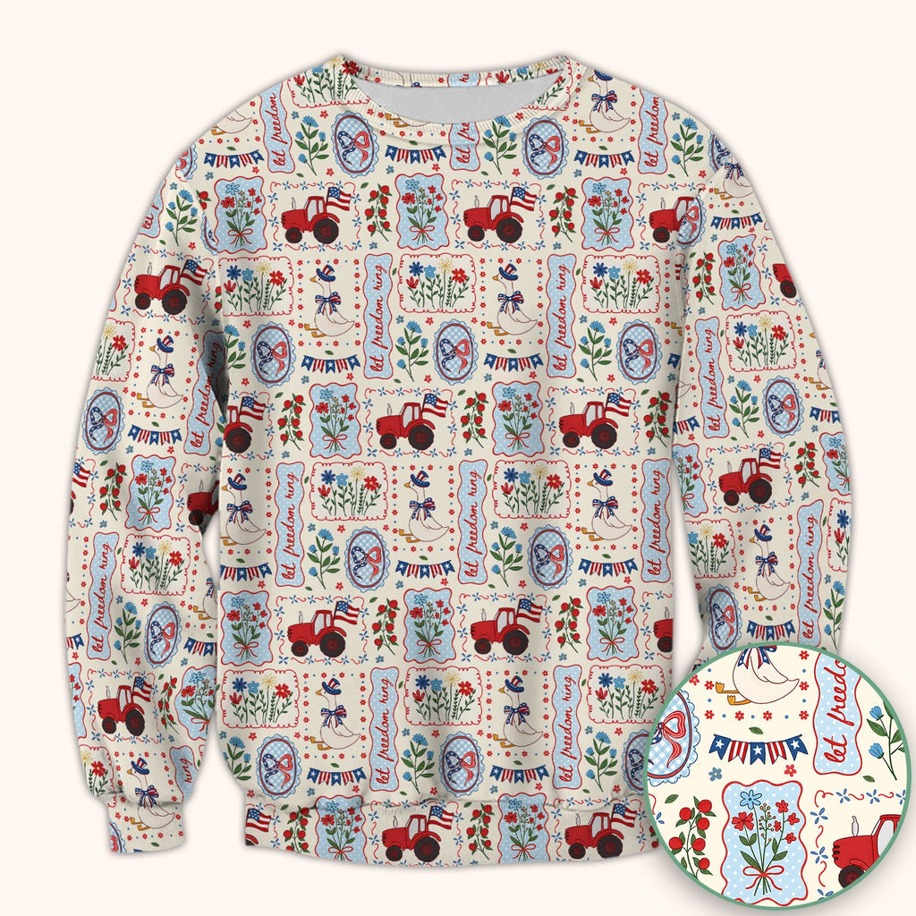 Patriotic Farm Goose Nurse Scrub Top for RN, CNA, Healthcare Workers, Americana Uniform Scrub Top, Comfortable Scrubs for Nurses