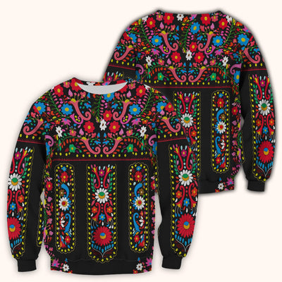 Colorful Folk Art Floral Pattern Scrub Top, Comfortable Scrubs for Nurses