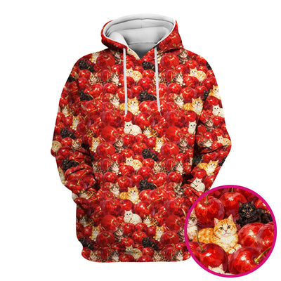 Cute Cat Cherry Pattern Scrub Top, Comfortable Scrubs for Nurses