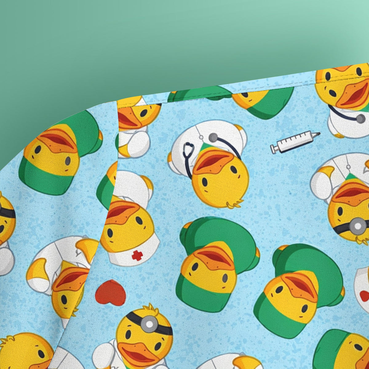 Duck Doctor Cartoon Pattern Scrub Top, Comfortable Scrubs for Nurses