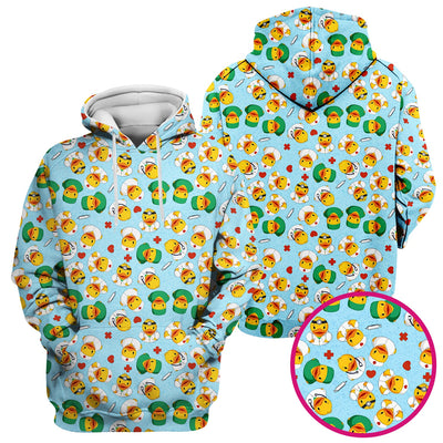 Duck Doctor Cartoon Pattern Scrub Top, Comfortable Scrubs for Nurses
