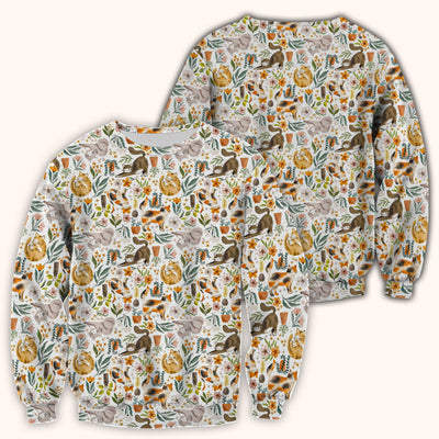 Cat Wildflower Garden Floral Pattern Scrub Top, Comfortable Scrubs for Nurses