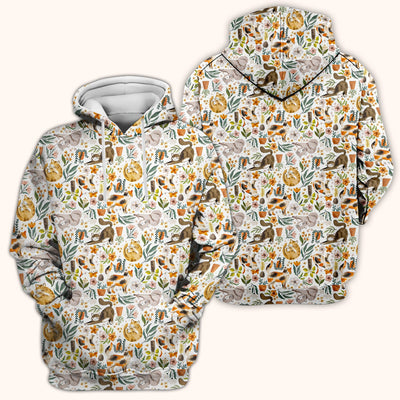 Cat Wildflower Garden Floral Pattern Scrub Top, Comfortable Scrubs for Nurses