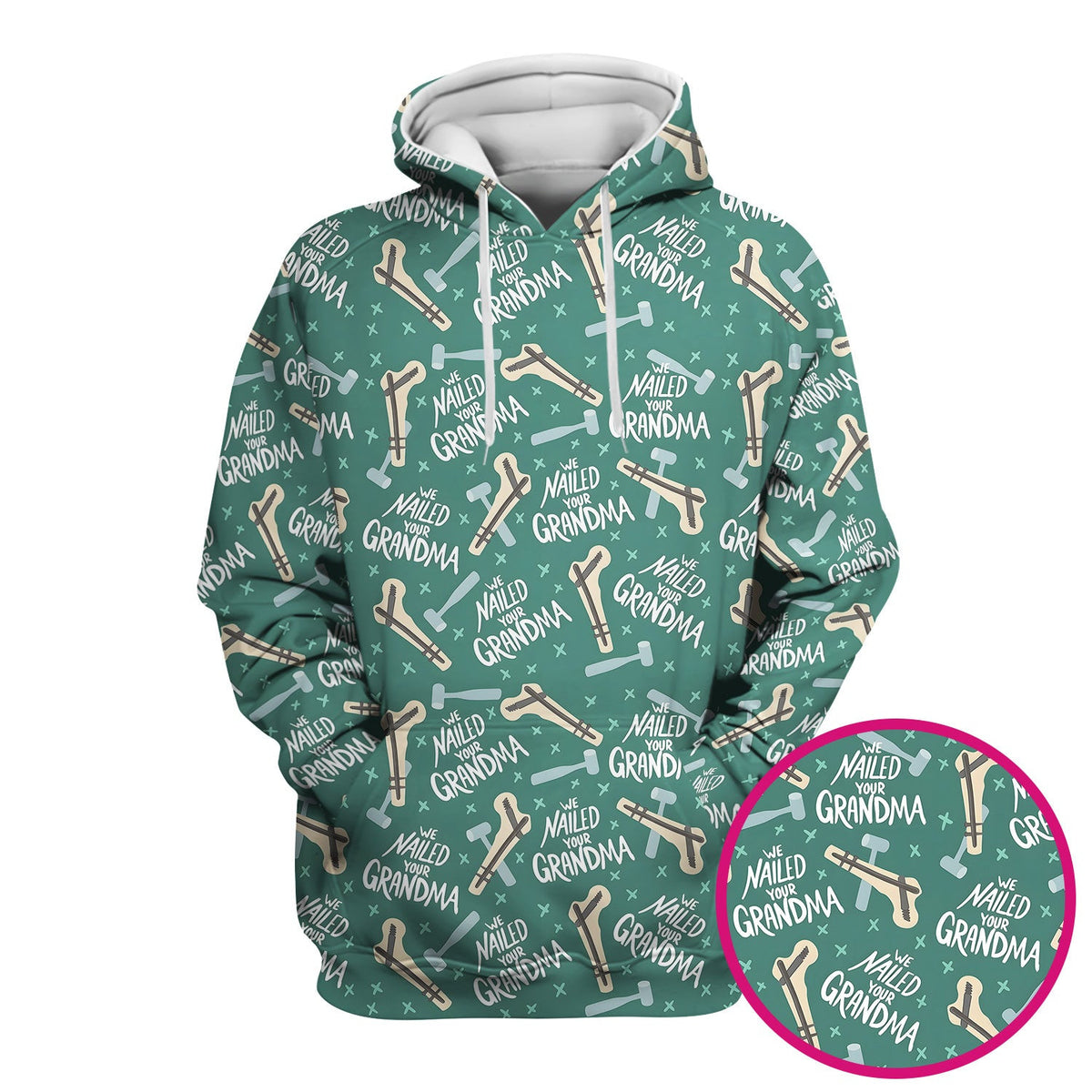 Funny Orthopedic Bone Hammer We Nailed Your Grandma Pattern Scrub Top, Comfortable Scrubs for Nurses