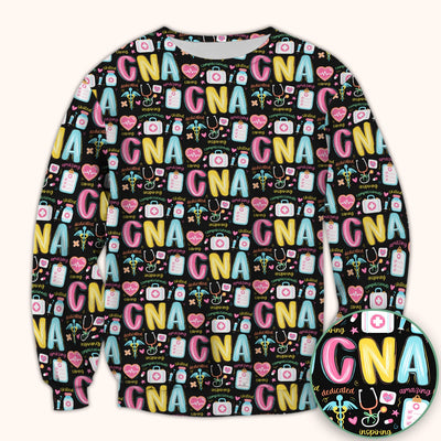 CNA Nurse Appreciation Pattern Scrub Top, Breathable Fabrics Nursing Uniform