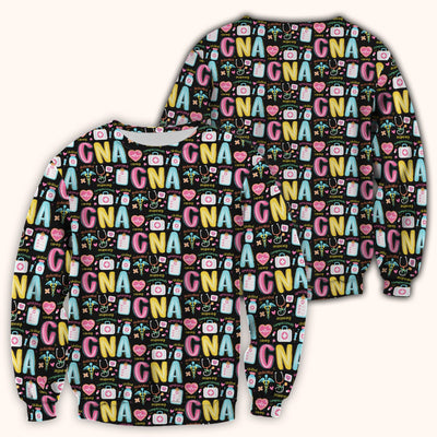 CNA Nurse Appreciation Pattern Scrub Top, Breathable Fabrics Nursing Uniform