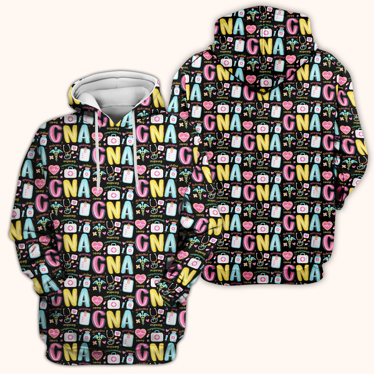 CNA Nurse Appreciation Pattern Scrub Top, Breathable Fabrics Nursing Uniform