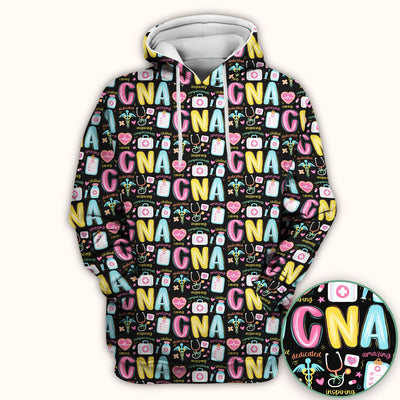 CNA Nurse Appreciation Pattern Scrub Top, Breathable Fabrics Nursing Uniform