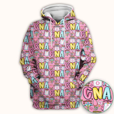 CNA Nurse Appreciation Pattern Scrub Top, Breathable Fabrics Nursing Uniform