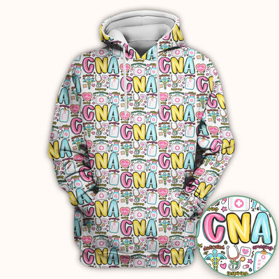 CNA Nurse Appreciation Pattern Scrub Top, Breathable Fabrics Nursing Uniform