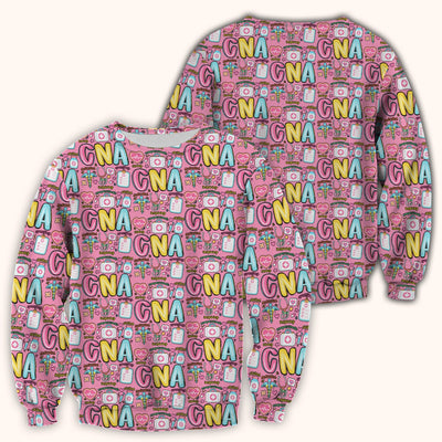 CNA Nurse Appreciation Pattern Scrub Top, Breathable Fabrics Nursing Uniform