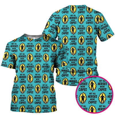 Not All Heroes Wear Capes Nurse Pattern Scrub Top, Comfortable Scrubs for Nurses