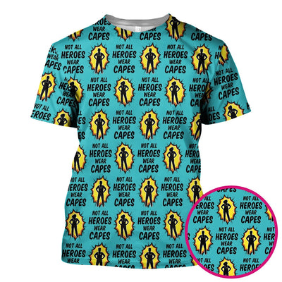 Not All Heroes Wear Capes Nurse Pattern Scrub Top, Comfortable Scrubs for Nurses
