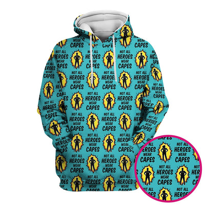 Not All Heroes Wear Capes Nurse Pattern Scrub Top, Comfortable Scrubs for Nurses