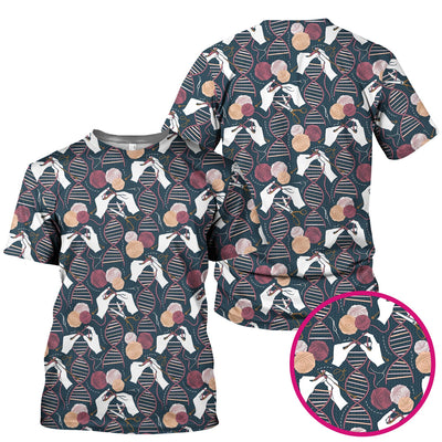 DNA Helix Yarn Pattern Scrub Top, Comfortable Scrubs for Nurses