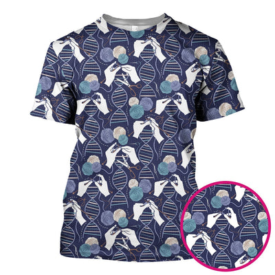 DNA Helix Yarn Pattern Scrub Top, Comfortable Scrubs for Nurses