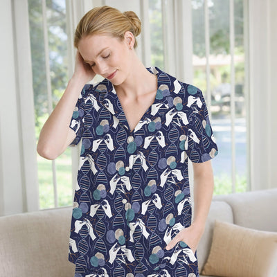 DNA Helix Yarn Pattern Scrub Top, Comfortable Scrubs for Nurses