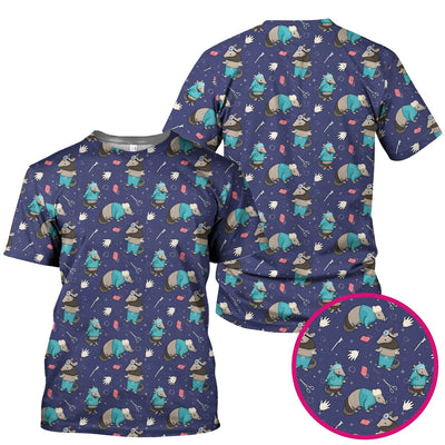 Armadillo Doctor Medical Tools Pattern Scrub Top, Comfortable Scrubs for Nurses