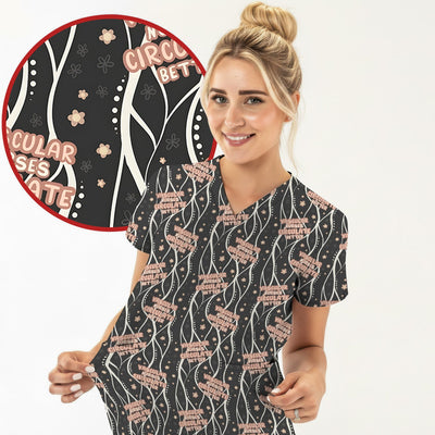 Inspirational Vascular Nurse Circulation Awareness Pattern Scrub Top, Comfortable Scrubs for Nurses