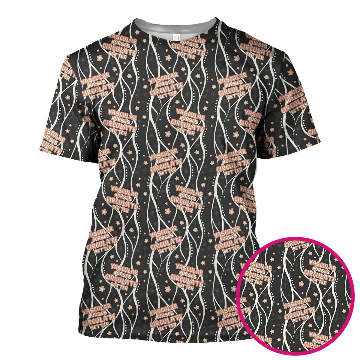 Inspirational Vascular Nurse Circulation Awareness Pattern Scrub Top, Comfortable Scrubs for Nurses