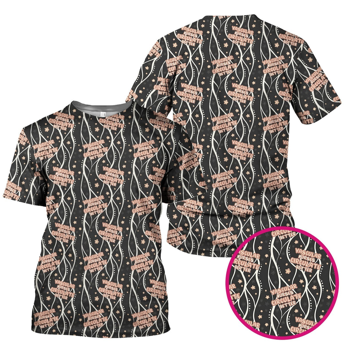 Inspirational Vascular Nurse Circulation Awareness Pattern Scrub Top, Comfortable Scrubs for Nurses