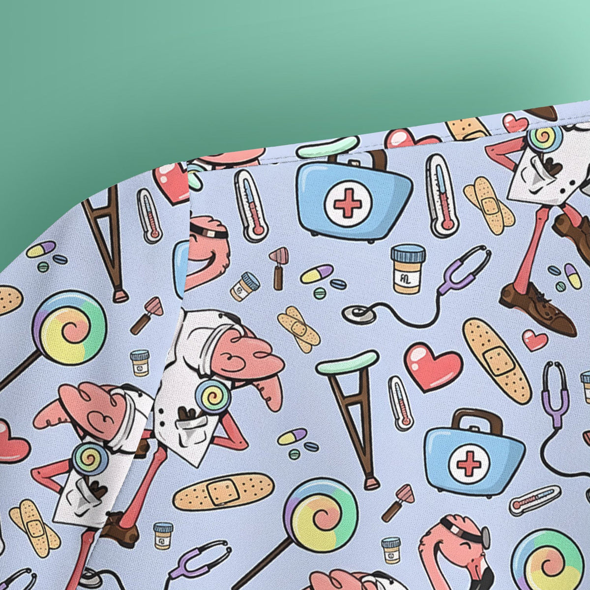 Flamingo Nurse Medical Care Pattern Scrub Top, Comfortable Scrubs for Nurses