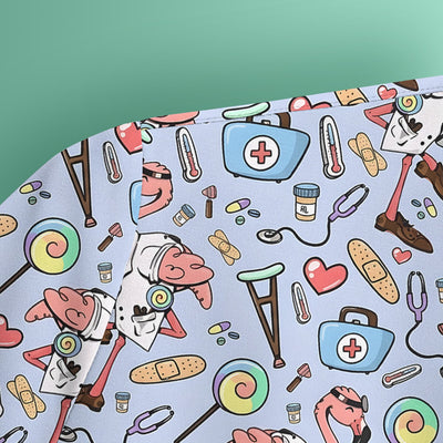 Flamingo Nurse Medical Care Pattern Scrub Top, Comfortable Scrubs for Nurses