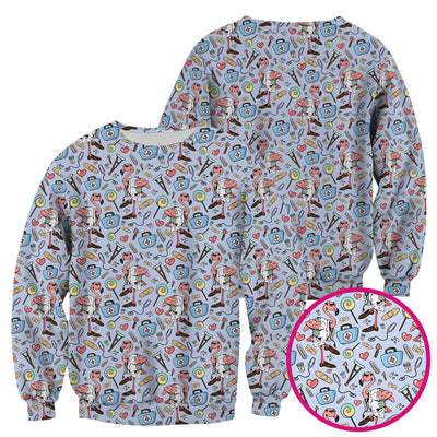 Flamingo Nurse Medical Care Pattern Scrub Top, Comfortable Scrubs for Nurses