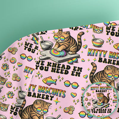 Pride Nurse Cat Baking Rainbow Dough Pattern Scrub Top, Breathable Fabrics Nursing Uniform