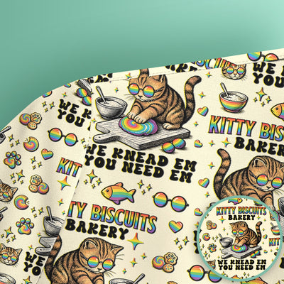 Pride Nurse Cat Baking Rainbow Dough Pattern Scrub Top, Breathable Fabrics Nursing Uniform