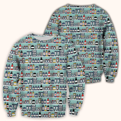 Medicine Bottle Pharmacy Pills Care Pattern Scrub Top, Comfortable Scrubs for Nurses