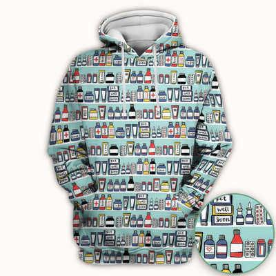Medicine Bottle Pharmacy Pills Care Pattern Scrub Top, Comfortable Scrubs for Nurses