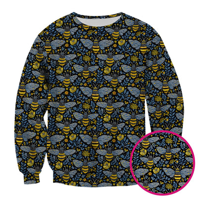 Honey Bee And Wildflower Garden Pattern Scrub Top, Comfortable Scrubs for Nurses